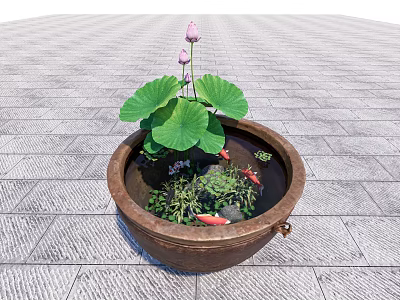 Chinese-style Lotus Tank Fish Tank Garden Ornaments 3d model