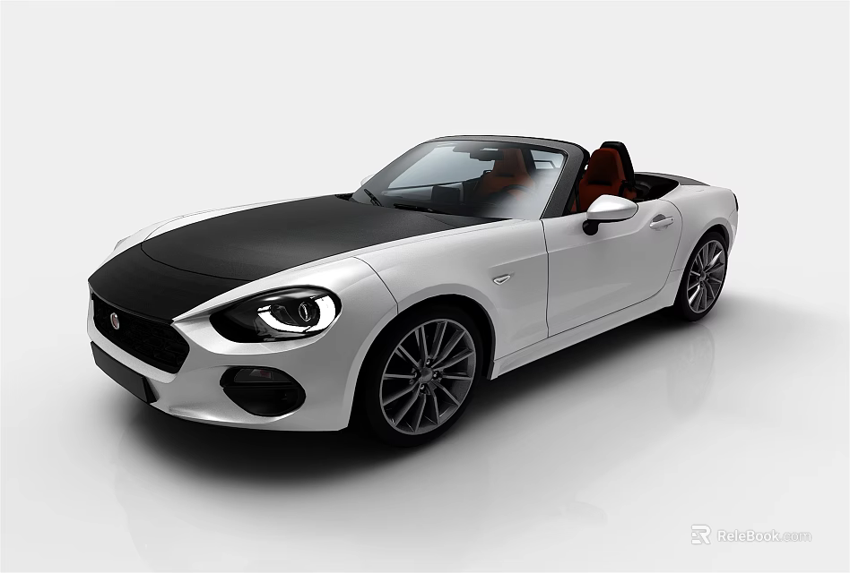 White and Black Convertible Car With Open Top Design And Alloy Wheels 3d model 