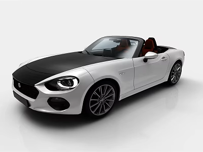 White and Black Convertible Car With Open Top Design And Alloy Wheels 3d model