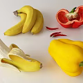 Fresh Ripe Bananas Including Peeled Single And Whole Bunch On White Background