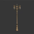 Golden Floor Standing Metal Candelabra With Two Arms And Ornate Decorative Design