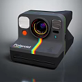 Polaroid Black Instant Camera With Rainbow Stripe Front Lens And Flash 3d model