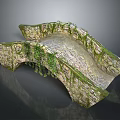 Ancient Stone Arch Bridge Covered in Green Moss And Climbing Vines
