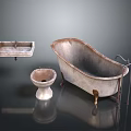 Kids Vintage Bathroom Set With Metal Bathtub Sink Toilet And Brass Feet