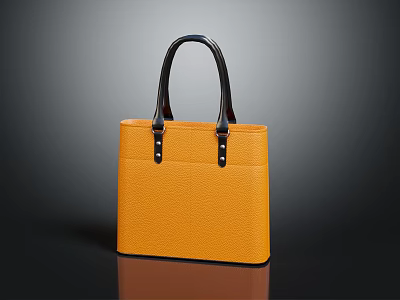 High Quality Yellow Leather Handbag With Black Handles Stylish Classic Fashion Accessory 3d model