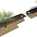 Modern Corridor Shelf Wooden Corridor Tree Pool 3d model