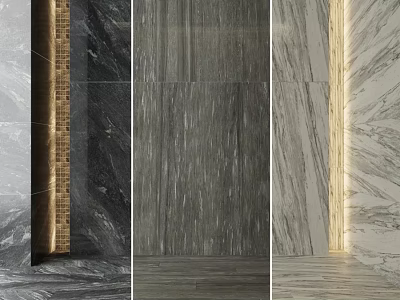 Various Textured Marble Wall And Floor Components With Different Colors And Lighting 3d model