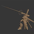 Smart Machine Robot Figure With Golden Color Spear And Circular Glow