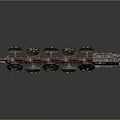 Futuristic Sci-Fi Mechanical Vehicle With Multiple Round Engines Red Accents And Cannon Turrets