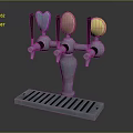 Commercial Beer Tap Dispenser With Multiple Colored Handles And Metal Base