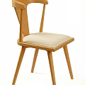 Wooden Dining Chair With Modern Cross Backrest And Light Beige Upholstered Seat
