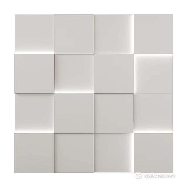 Modern White Square 3D Geometric Layered Wall Decor With Light Effect Design 3d model