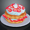 Delicious Layered Strawberry Dessert with Whipped Cream and Fresh Strawberry Slices on White Plate
