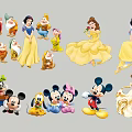 Decorative Disney Character Charms Featuring Snow White Seven Dwarfs Belle Mickey Minnie