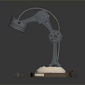 Vintage Industrial Desk Lamp With Metal Structure Gear Design And Brown Base