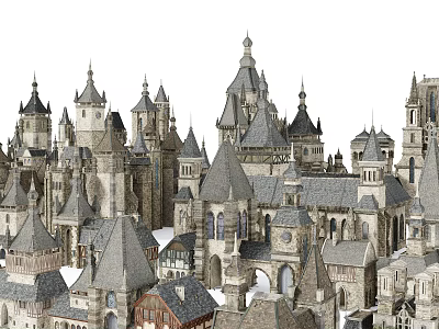 European Architecture Ancient Building Group 3d model