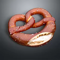 Traditional Salted Pretzel With Twisted Shape Golden Brown Crust And Bitten Section