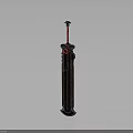 Black And Red Fantasy Sword With Intricate Hilt Ornate Design Long Blade