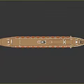 Cruise Ship Water Transport With White Body Red Bottom Orange Deck Multiple Windows Top Masts
