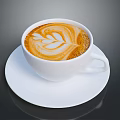 White Ceramic Cup With Hot Coffee And Heart Latte Art On White Saucer