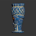 Blue Decorative Ornament Combination With Mesh Pattern Gold Trim And Red Eyes Figurine