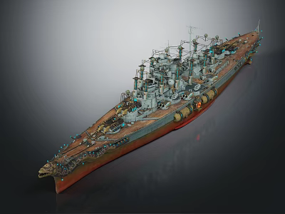Detailed Military Battleship Model Featuring Intricate Turret And Deck Structure 3d model