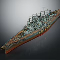 Detailed Military Battleship Model Featuring Intricate Turret And Deck Structure