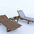 Wooden Outdoor Lounge Chairs with Adjustable Backrest and Side Table with Fresh Fruits