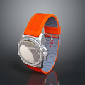 Orange Silicone Strap Watch With Silver Dial And Metal Case Design