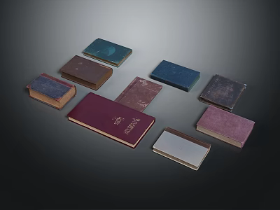 Vintage Colored Notebooks With Assorted Covers As Daily Living Supplies 3d model