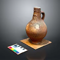 Hand Carved Ceramic Vase With Textured Surface And Decorative Handle