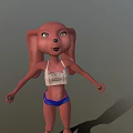 Cartoon Style Game Movie Character With Large Ears White Tank Top And Blue Shorts
