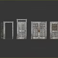 Old Vintage Wooden Doors Displayed With Different Aged Frames And Styles 3d model