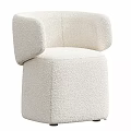 Plush Cream Colored Accent Chair With Curved Armrests And Modern Design For Living Room