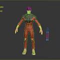 Game Movie Character 3D Model In Red Bodysuit With Black Shoulders Yellow Cuffs And Shoes