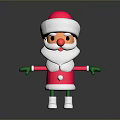 Elderly Man Dressed As Santa Claus With Red Outfit White Beard And Green Gloves