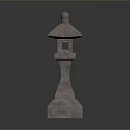 Traditional Stone Lantern Garden Ornament With Decorative Base And Carved Design