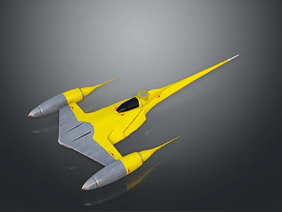 Advanced Yellow Cosmic Spaceship Featuring Streamlined Aerodynamic Design For Exploration 3d model
