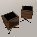 Wooden Audio Cabinet With Record Player Drawers And Metal Rolling Base