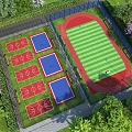 Football field combination sports field combination outdoor football field outdoor basketball court outdoor court green planting goal football field fence big tree shrub 3d model