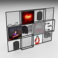 Modern Metal Grid Display Shelf With Multi Layer For Showcasing Backpacks Electronics And Advertisement 3d model