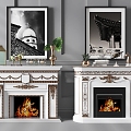 European style fireplace hanging painting ornaments 3d model