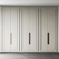 Modern Wardrobe with Light Gray Doors and Long Metal Handles in Minimalist Design
