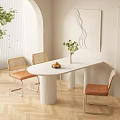 Nordic Dining Table and Chair Combination Cream Dining Table and Chair Combination 3d model