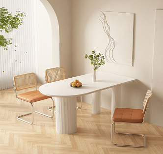 Nordic Dining Table and Chair Combination Cream Dining Table and Chair Combination 3d model