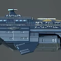 Futuristic 3D Spaceship Model With Metallic Blue Gray Texture And Circular Design Elements