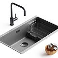 Stainless steel sink vegetable sink faucet 3d model