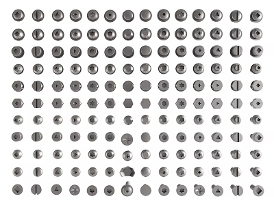 Assorted Metal Buttons With Various Shapes Sizes And Designs Collection 3d model