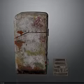 Vintage Retro Refrigerator With Distressed Paint And Small Wooden Crate