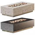 Modern Stone Fireplace Design With Two Different Color Bases and Warm Glowing Fire Inside 3d model